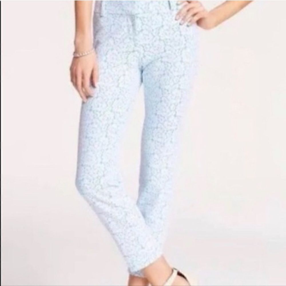 Ann Taylor White & Blue Lace Straight Leg Pant | SZ 6P
